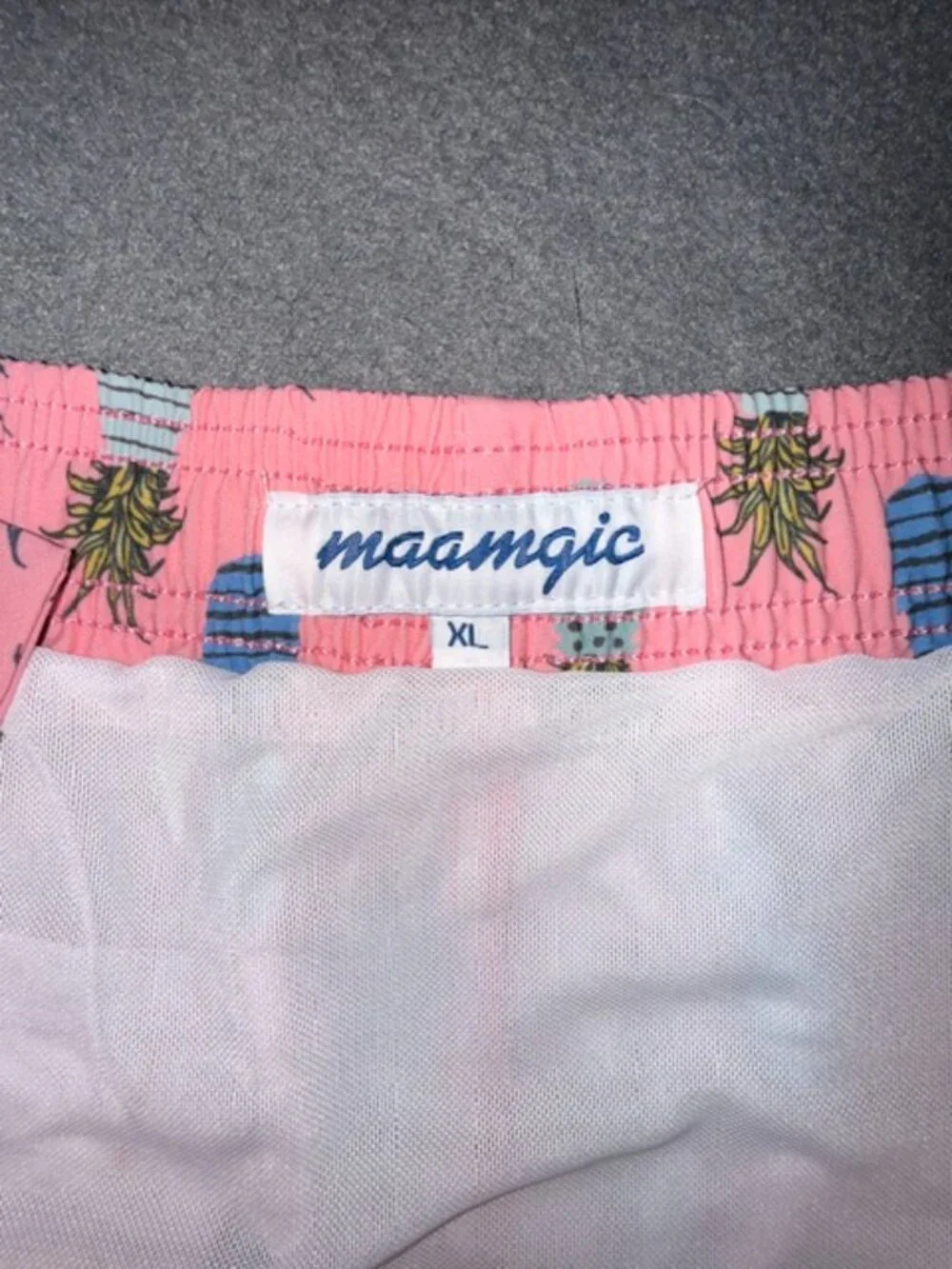 Maamgic Men's Swim Trunks Size XL Pink Pineapples Pocket Drawstring